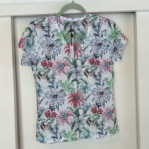 Milano Multicolor Floral Short Sleeve Top New